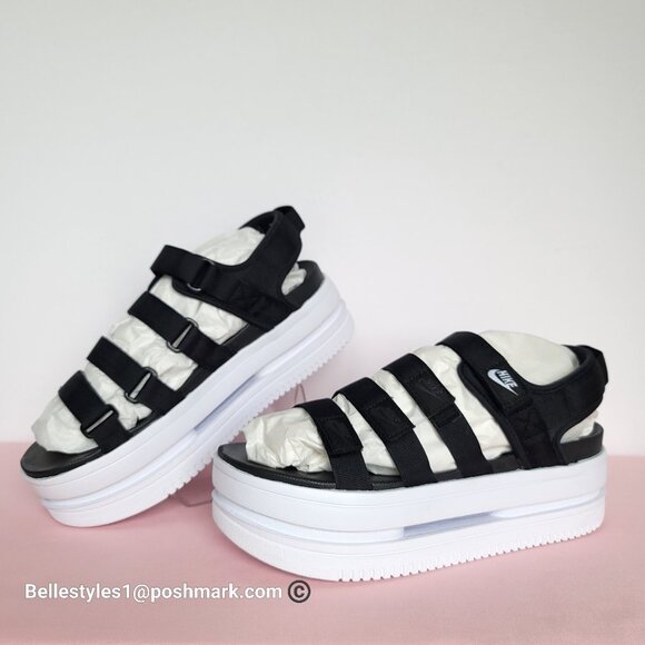 NIKE Icon Classic Sport Platform Sandals- Black/White/White Color. Women’s 10⭐ - Picture 1 of 16